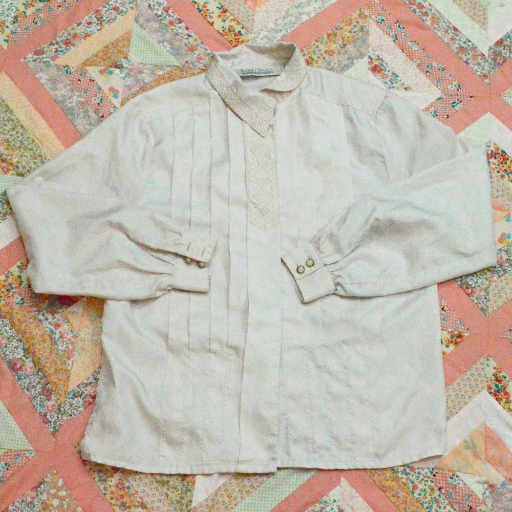 Vintage Pink Silky Collared Blouse